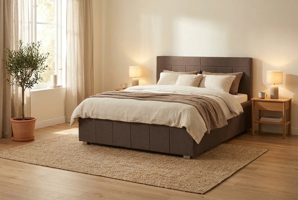 Łóżko RAM 180x200 cm Brąz Bez materaca