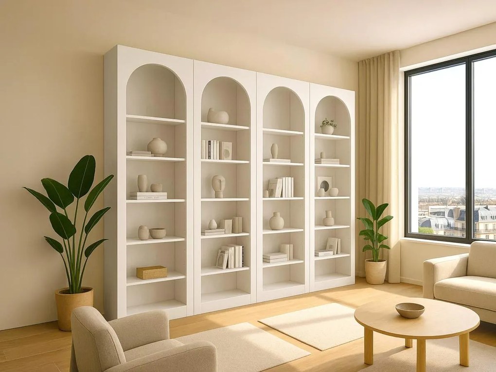 Zestaw 4 biblioteczek z 6 wnękami - Biały - CYMORA