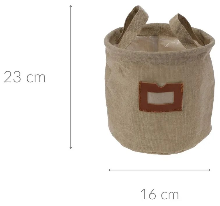 Kosz materiałowy z okienkiem oraz uchwytami, Ø 16 cm