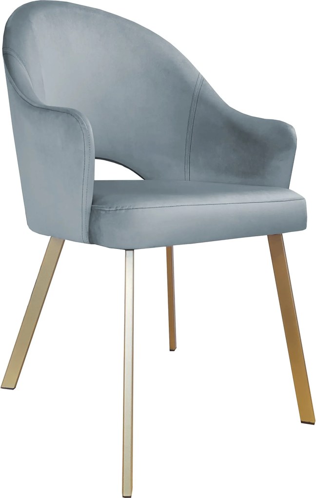 Krzesło Velvet tkanina Welur noga metalowa : Kolor nogi - Złota profil, Kolor tkaniny - VELVET - BL06, Typ siedziska - Siedzisko stałe