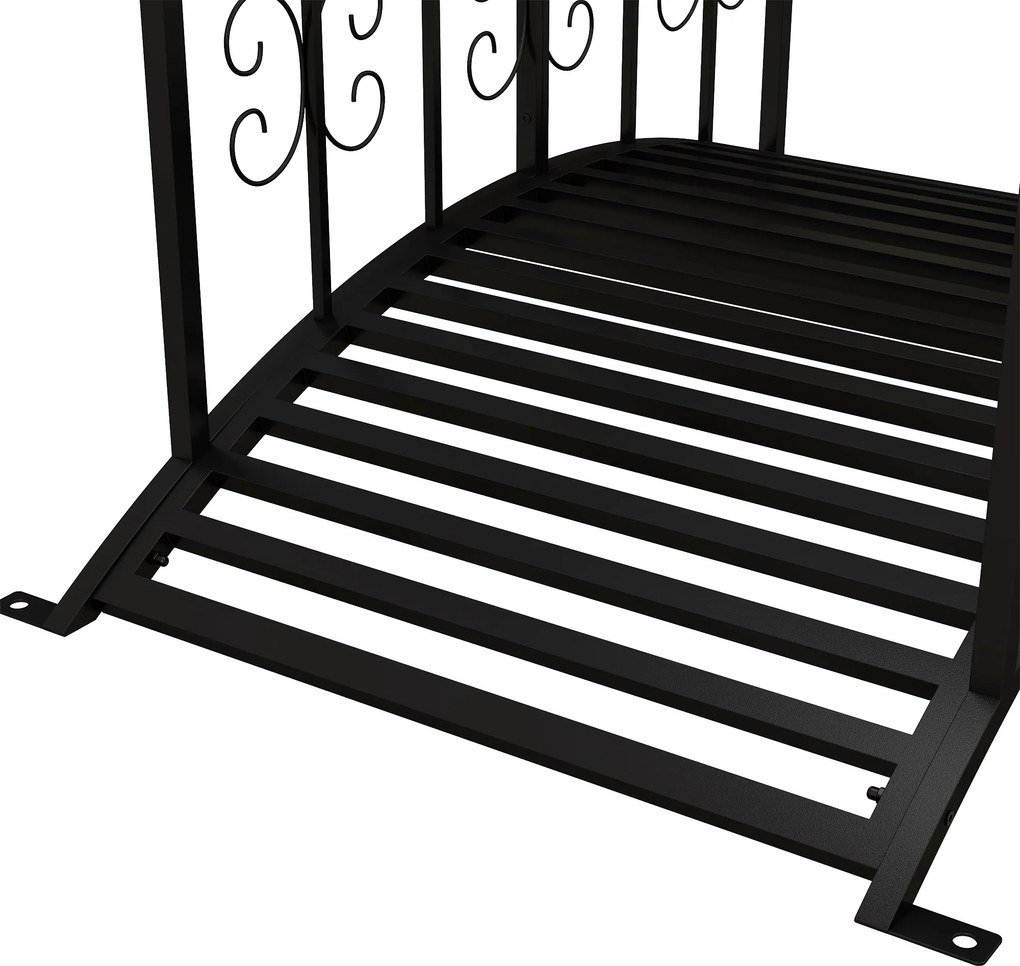 Outsunny Most ogrodowy z metalu w stylu vintage, dekoracja do ogrodu i stawu, 119x67x70 cm, czarny