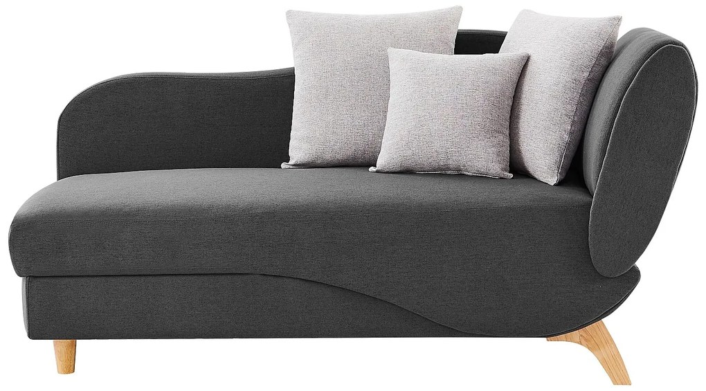 Szezlong lewostronny rozkładany z antracytowej tkaniny ze schowkiem na pościel PENELOPE