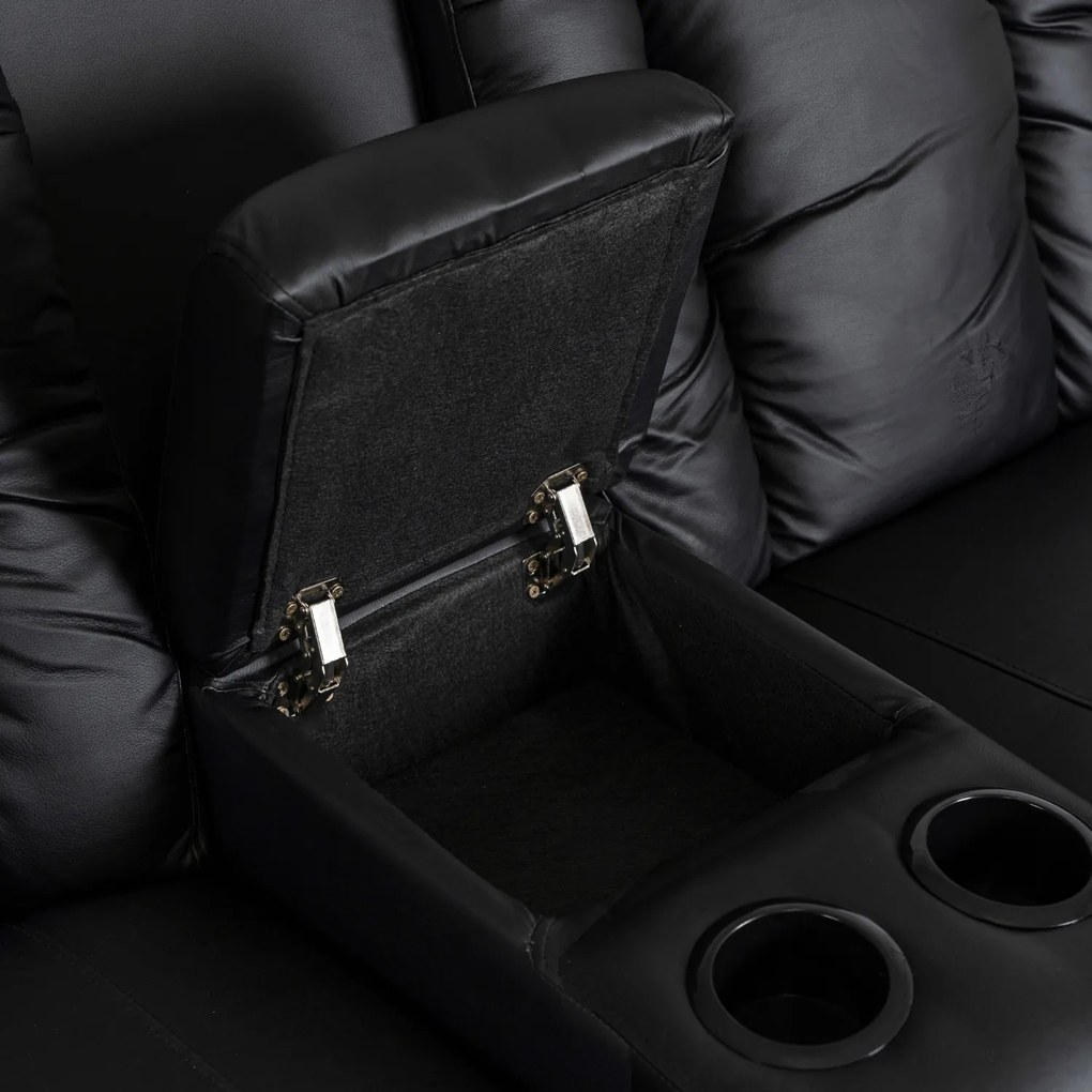 Sofa Rozkładana Dwuosobowa ALPINE Czarna Ekoskóra Nowoczesna do Salonu
