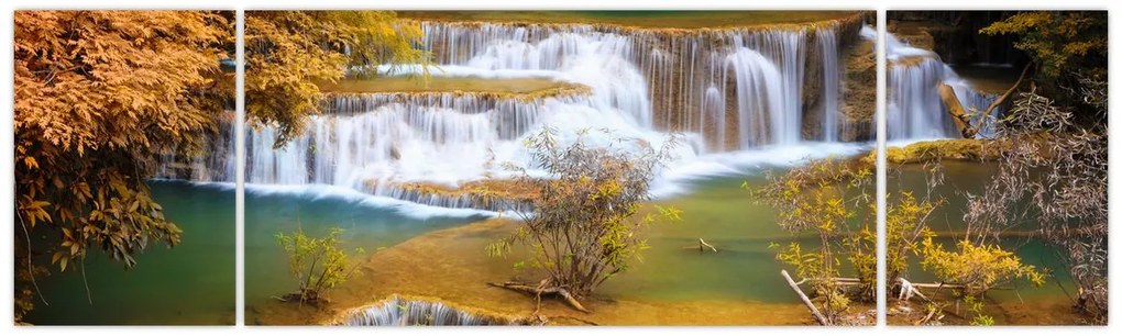 Obraz - Wodospady Huay Mae Khamin, Tajlandia (170x50 cm)