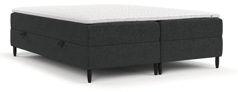 Ciemnoszare łóżko boxspring ze schowkiem 160x200 cm Malte – Maison de Rêve