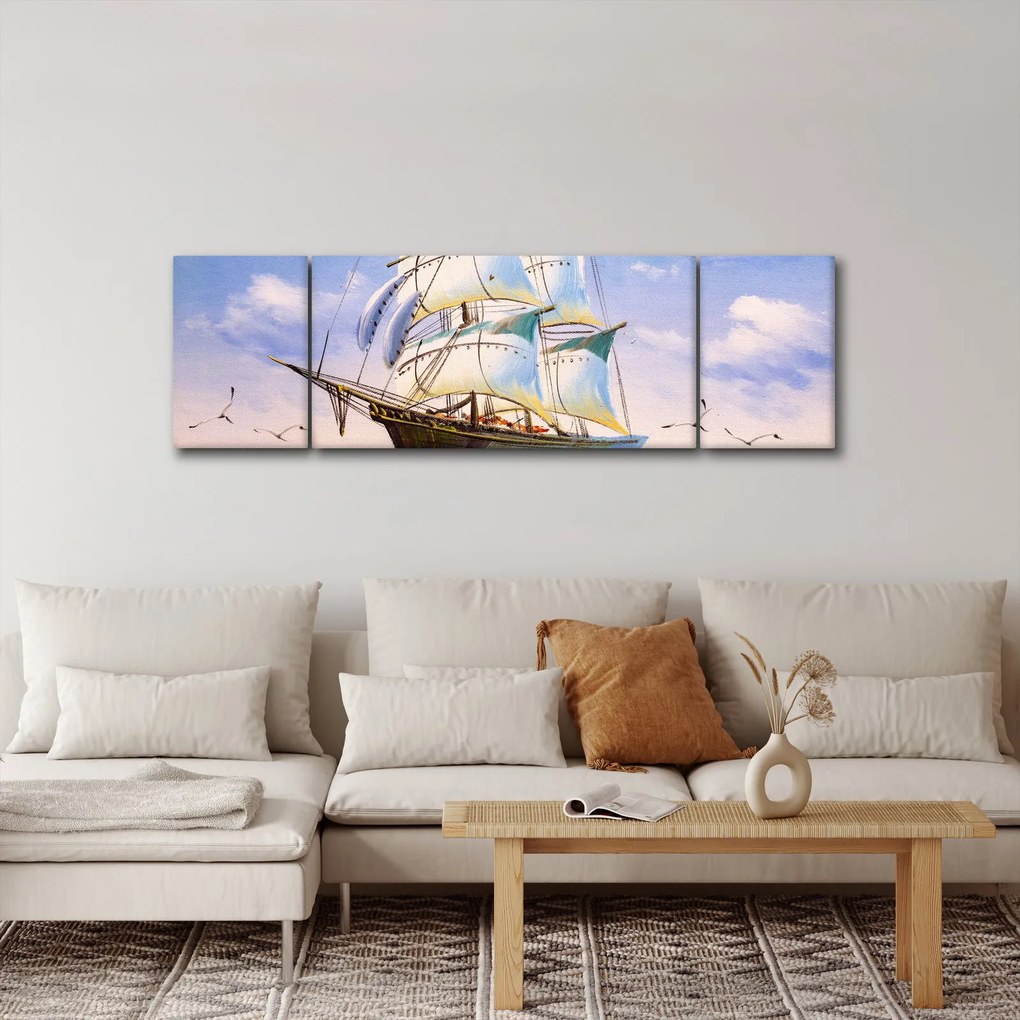 Obraz statku na falach (170x50 cm)