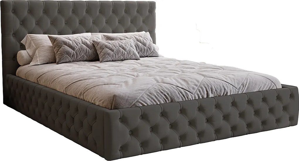 Łóżko 200x200 cm Verti Slim - pojemnik, stelaż metalowy, ciemny szary (Magic Velvet 2271)