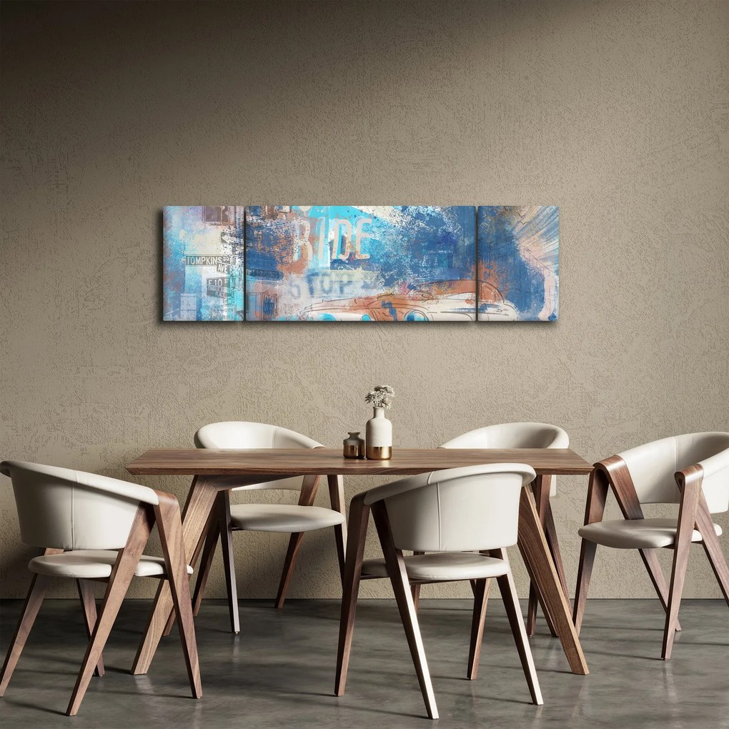 Obraz - Urodzony, by jeździć, niebieskie odcienie (170x50 cm)