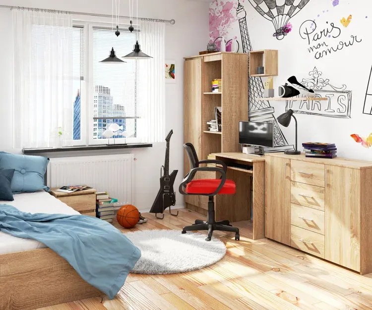 Biurko Młodzieżowe Z Szufladą Na Klawiaturę Dąb Sonoma C8-T49