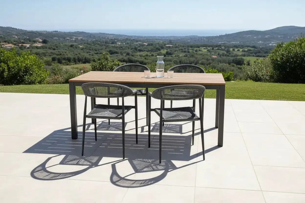 Krzesło Ogrodowe Antracyt 56x60x78 cm Plecione Ręcznie Sznurki Nowoczesne