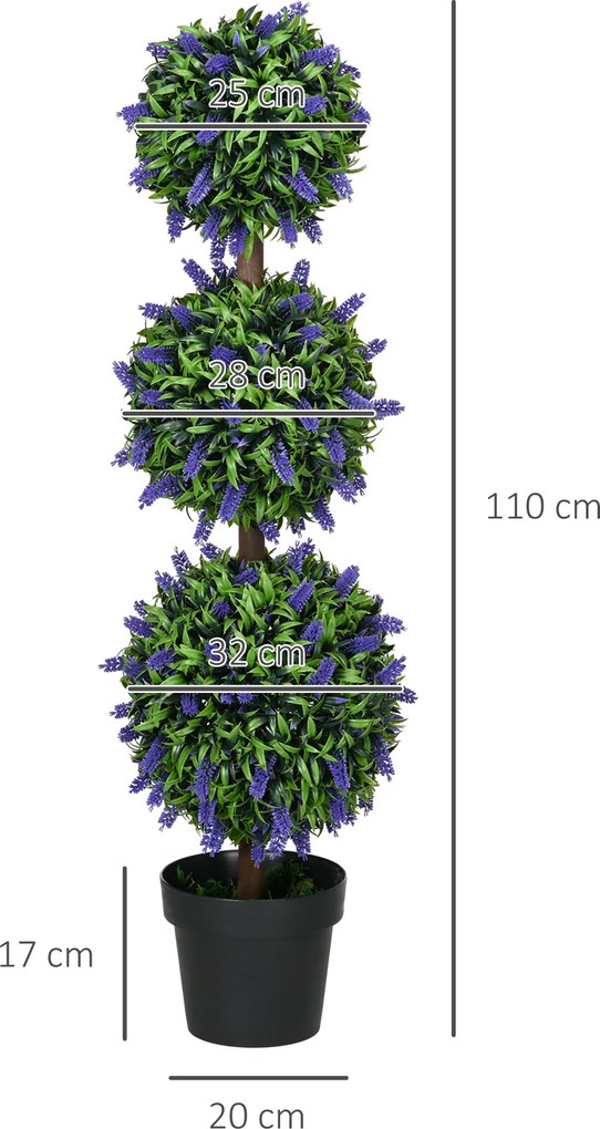 HOMCOM Zestaw 2 Sztucznych Roślin, UV-Odporna Sztuczna Roślina w Donicy, 110 cm Roślina Pokojowa do Salonu, Ogrodu