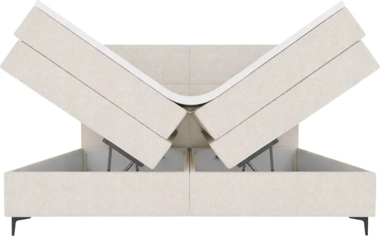 Tapicerowane łóżko kontynentalne BRIANA 180x200 cm kremowe Materac: Materac sprężynowy Bonell