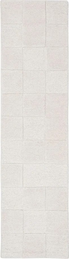 Wełniany chodnik tkany ręcznie w kolorze kości słoniowej 60x230 cm Checkerboard – Flair Rugs