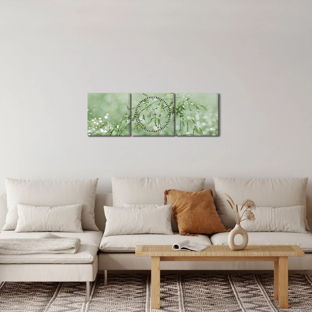 Obraz - Rosa na trawie (z zegarem) (90x30 cm)
