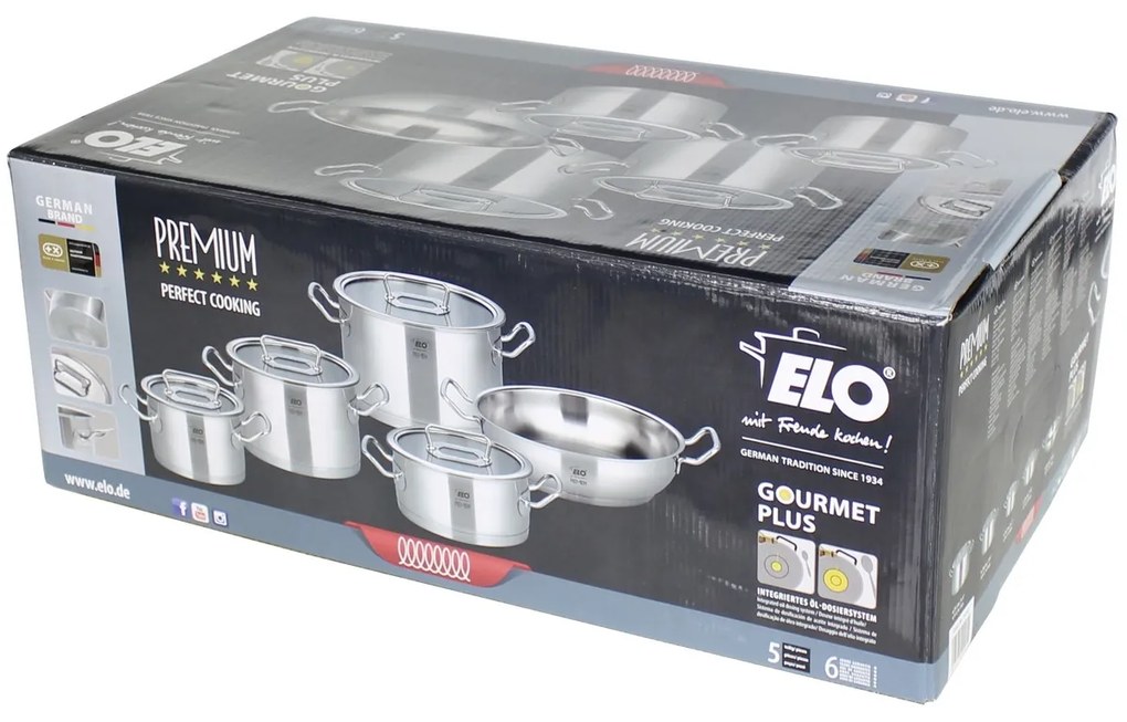 Elo 40995 Premium 5-częściowy zestaw garnków zestali nierdzewnej Gourmet Plus