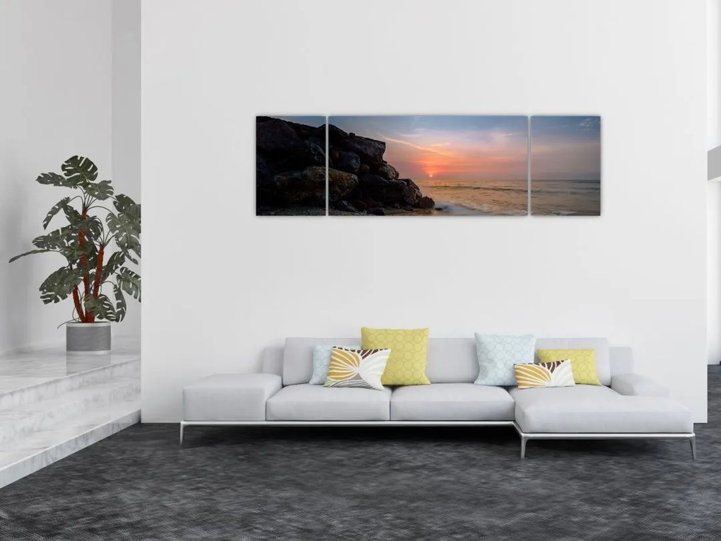 Obraz zachodu słońca na plaży (170x50 cm)