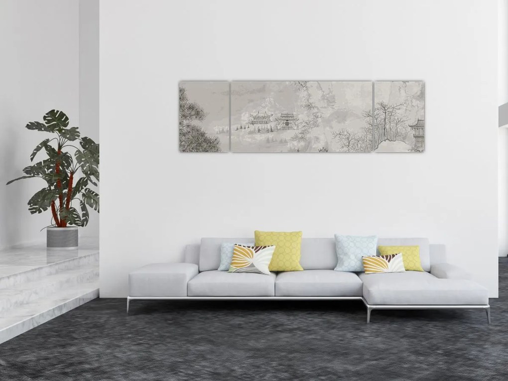 Obraz - Chiński krajobraz (170x50 cm)