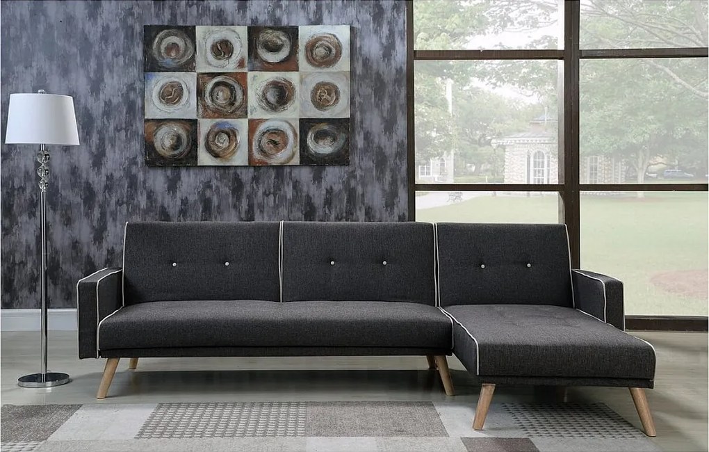 Kanapa narożna rozkładana "Jules" - Możliwość zmiany układu kanapy (lewostronny lub prawostronny) - 3 miejsca - Szara