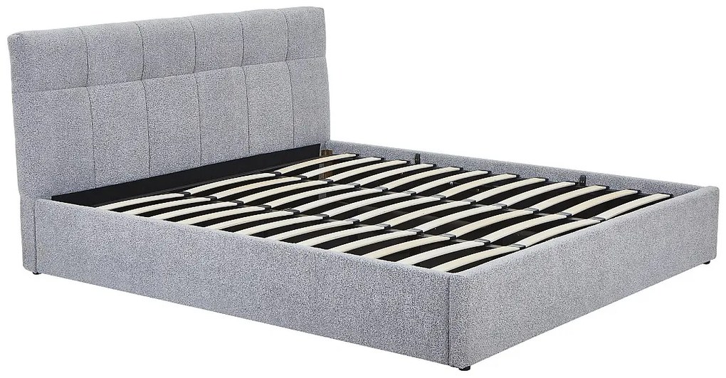 Łóżko ze skrzynią  180 x 200 cm - Tkanina z bukli  - Szary - MAZIRI