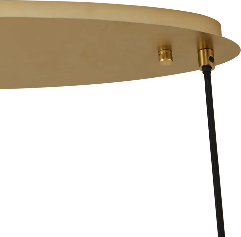 Lampa wisząca w stylu Art Deco złota z bursztynowym szkłem owalna 5-punktowa - Mochan