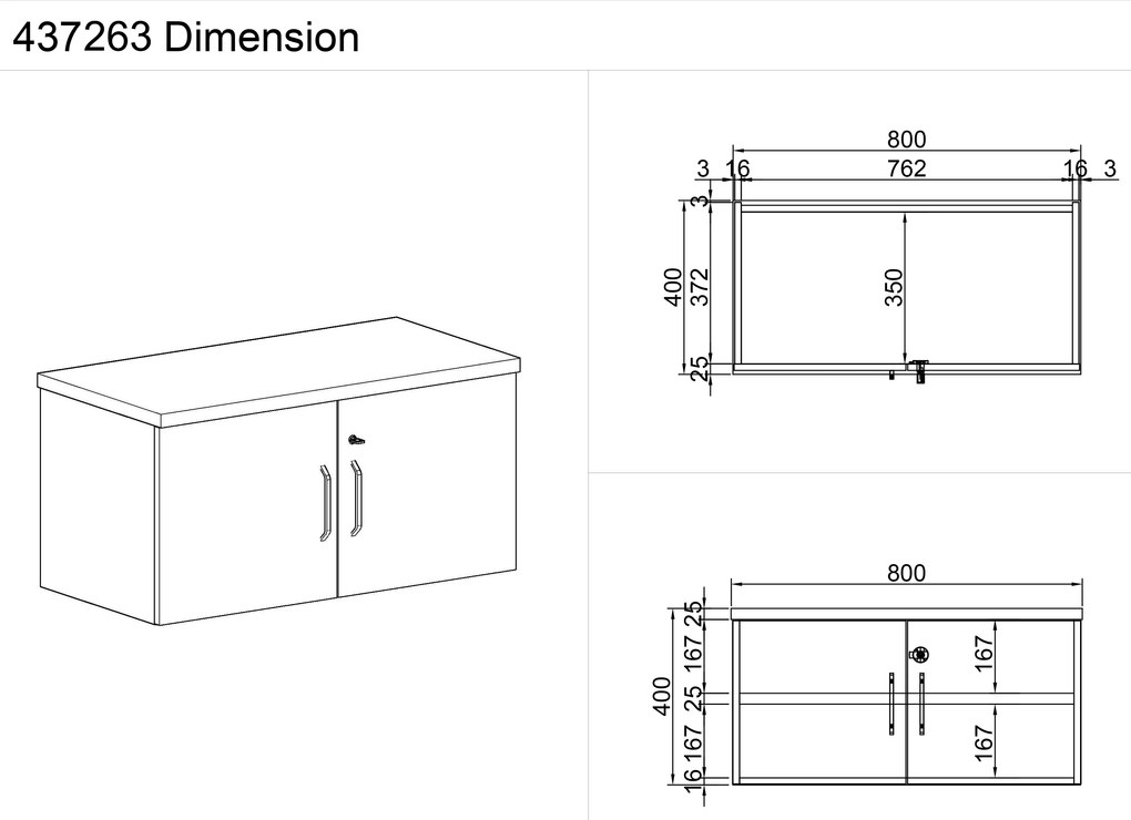 Nadstawka dwudrzwiowa MIRELLI A+, 800 x 400 x 400 mm, brzoza