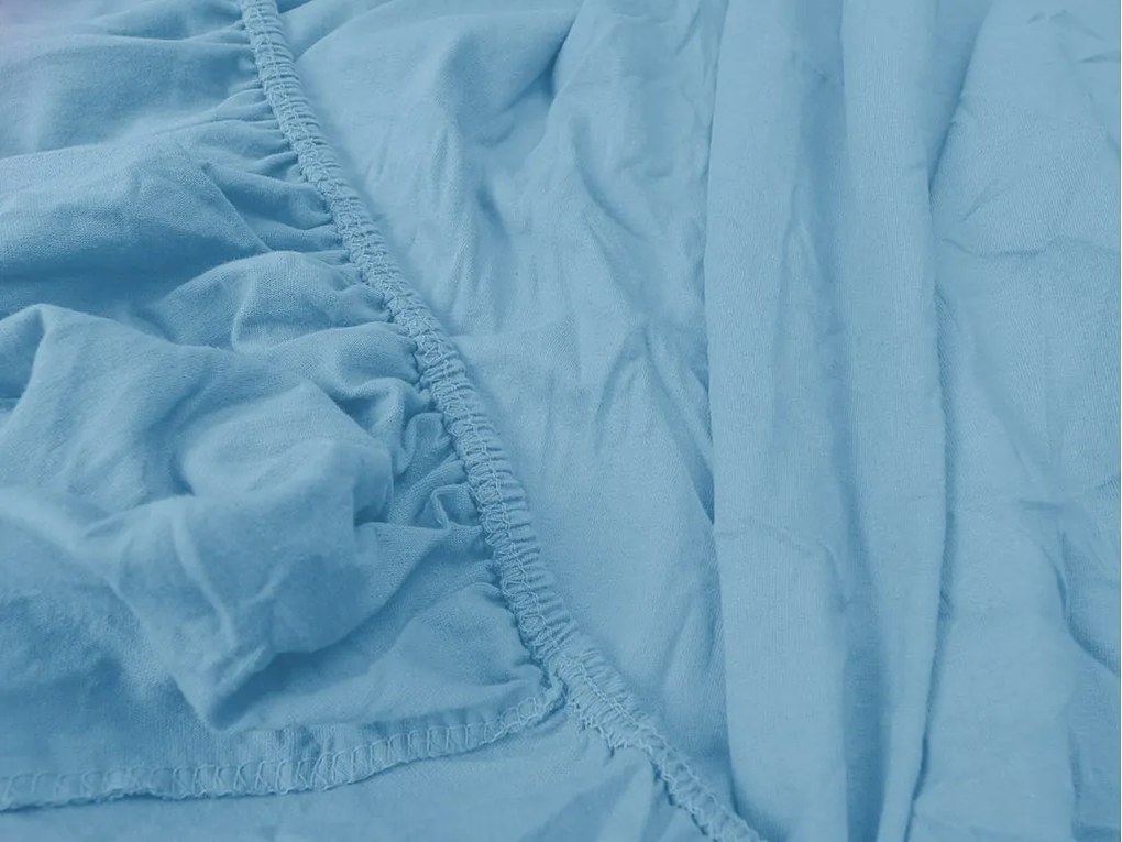 PrzytulneMieszkanie.pl Prześcieradło jersey EXCLUSIVE jasnoniebieskie 90 x 200 cm