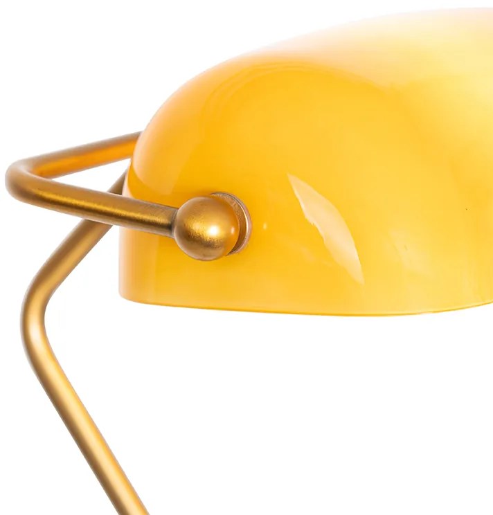 Klasyczna lampa podłogowa notariusza brązowa z bursztynowym szkłem - Banker