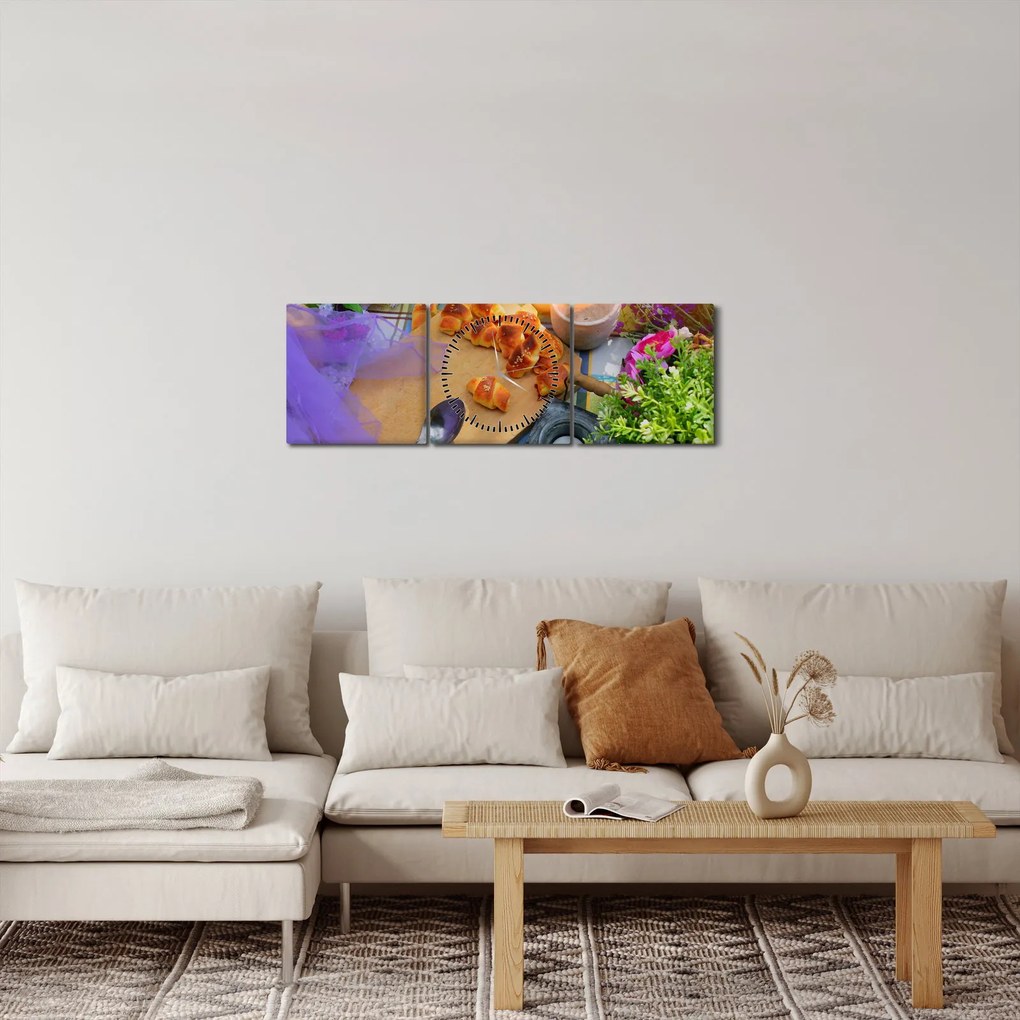 Obraz - letni piknik (z zegarem) (90x30 cm)