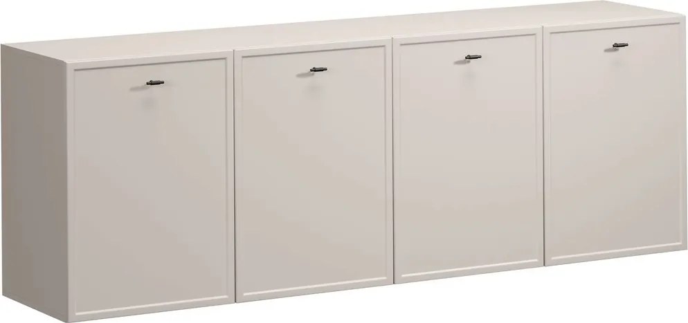 Komoda wisząca Lorini 200 cm czterodrzwiowa - kaszmir / czarne uchwyty T-bar