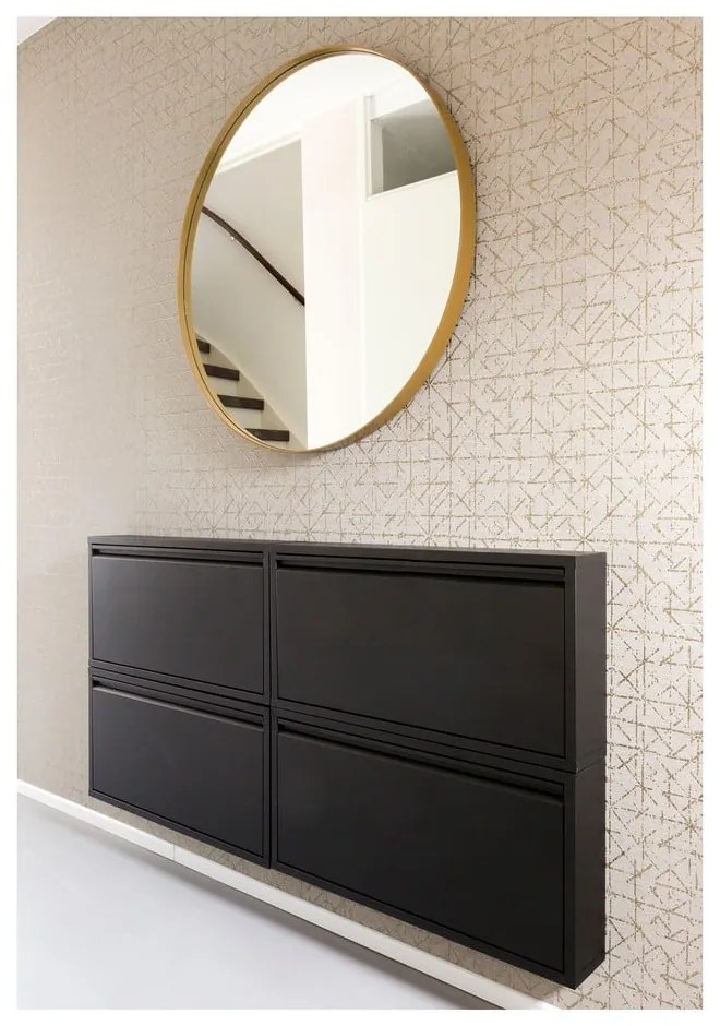 Czarna metalowa uchylna szafka na buty 75x37,5x12,5 cm Billy – Spinder Design