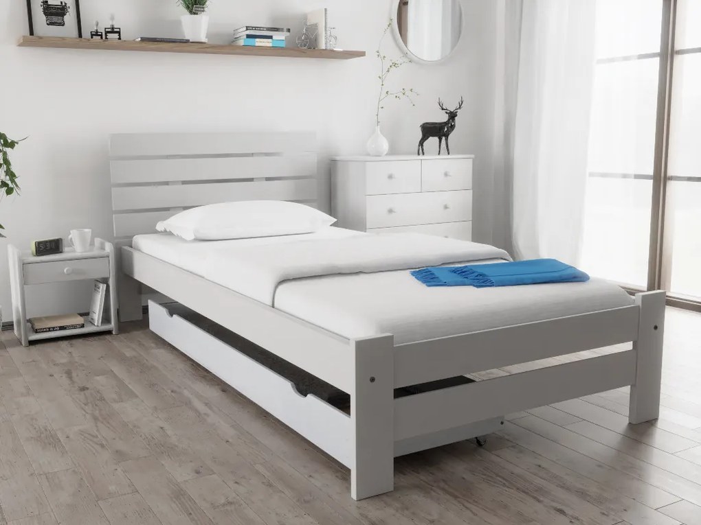 Łóżko PARIS podwyższone 80 x 200 cm, białe Materac: Materac Sommera 18 cm