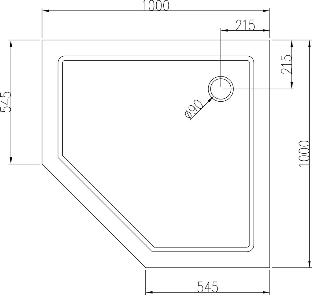 Brodzik pięciokątny akryl sanitarny
