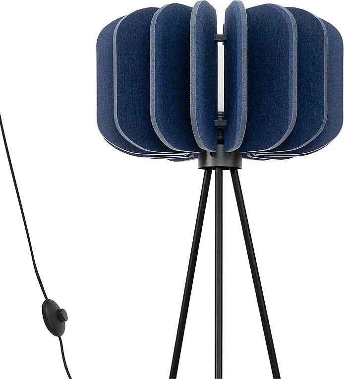 Lampa podłogowa nowoczesny Mula, filc/stal - 1 źródło - L.45 x H.134 cm - granatowy/czarny