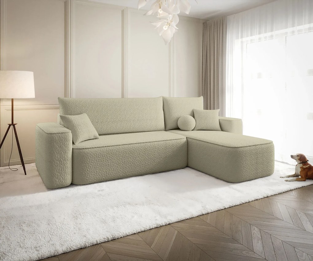 Ciemnobeżowy rozkładany narożnik w kształcie L A5-L74