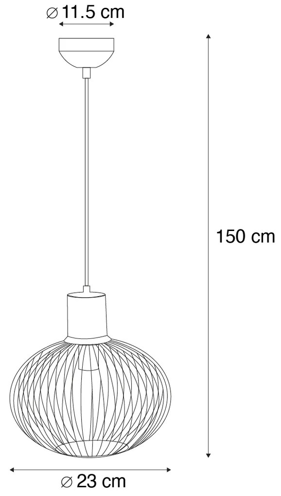 Moderne draad hanglamp zwart met beige 23cm - Gila Nowoczesny Oswietlenie wewnetrzne