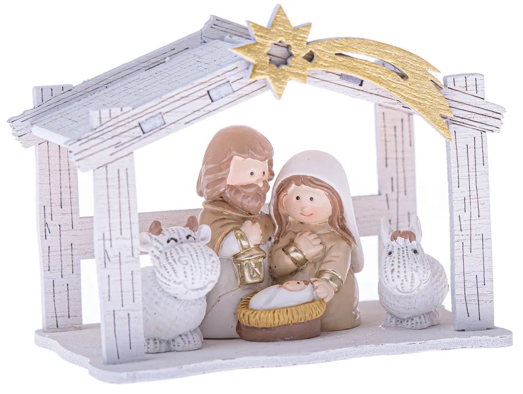 Szopka bożonarodzeniowa z kometą 9,5 x 7,2 x 6 cm, biały