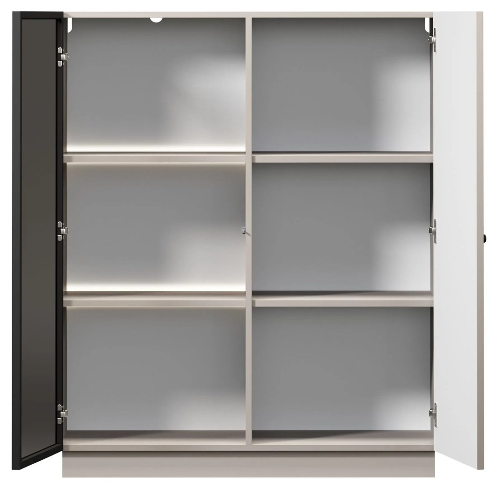 Witryna Lorini do salonu 100 cm - kaszmir / czarny uchwyt