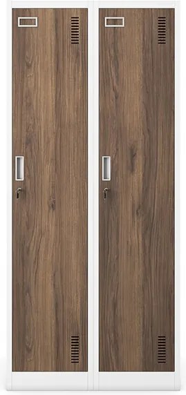 Szafka pracownicza czterokomorowa biała/orzech, 800x1800x500 mm: KACPER Eco Design