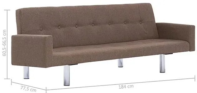 Rozkładana sofa Nesma  z podłokietnikami - brązowa