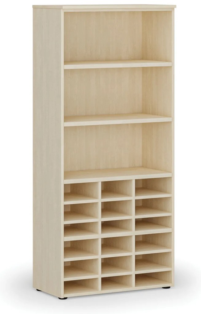 Regał sortujący PRIMO WOOD, 800 x 420 x 1781 mm, 18 przegród, brzoza