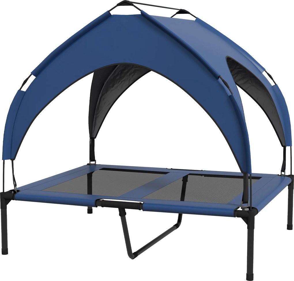 PawHut Legowisko dla Psa z Dachem, Oddychające, Wodoodporne, do 30 kg, 91 x 76 x 89 cm, Granatowy