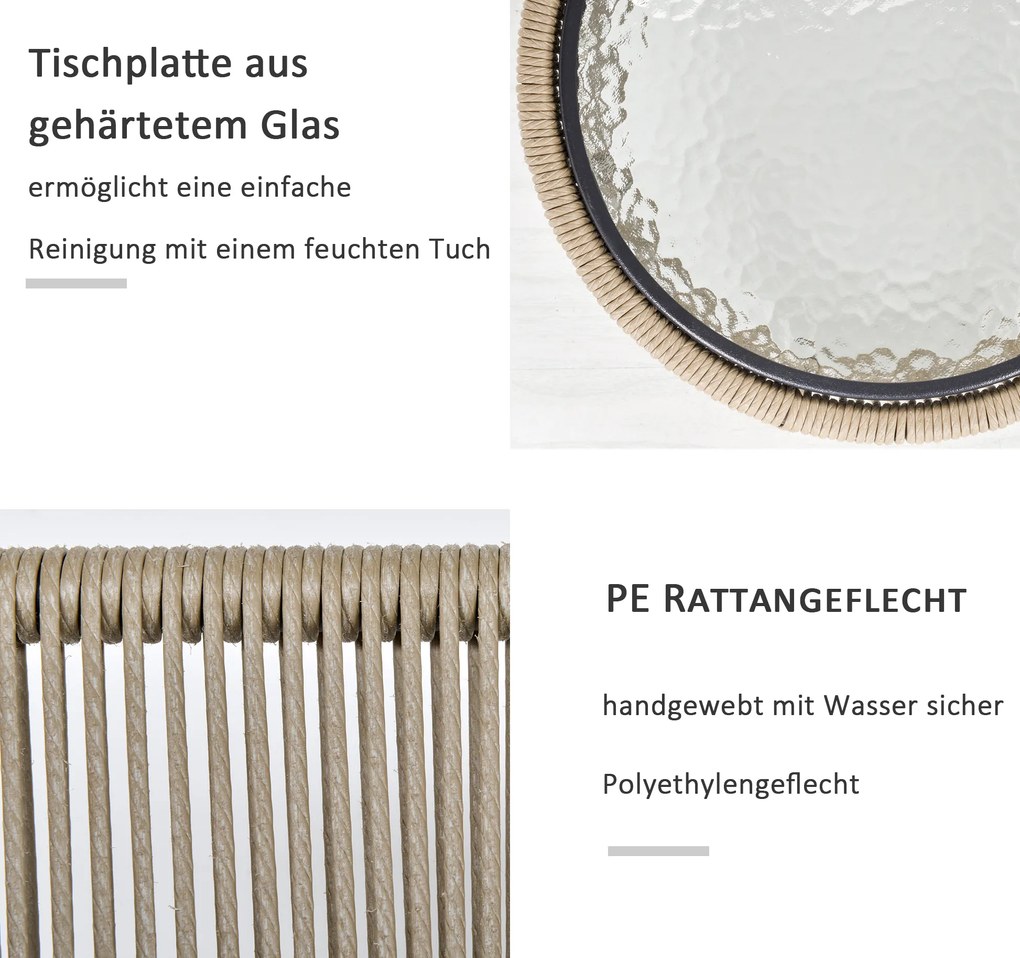 Outsunny 3-częściowy zestaw mebli ogrodowych plecionka z tworzywa sztucznego szary elegancki | Aosom PL