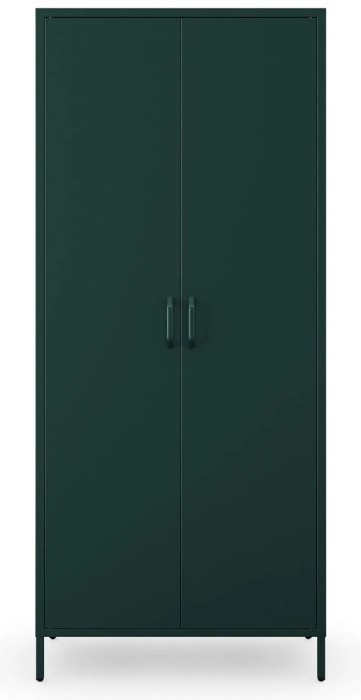 Szafa na ubrania metalowa loftowa na nóżkach butelkowa zieleń, 800x1850x450 mm: FLAVIO Modern