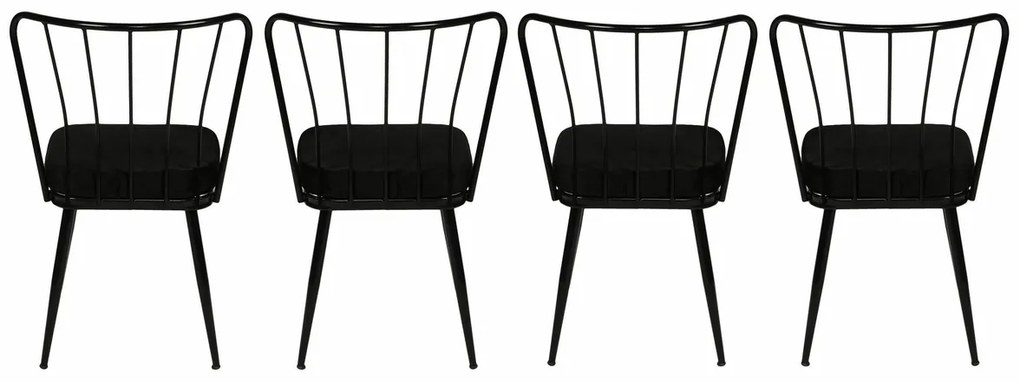 Zestaw krzeseł do jadalni Yildiz Black and Black, 4 szt., 4 szt.