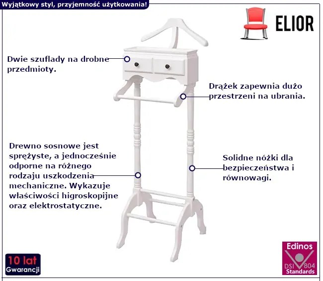 Biały drewniany wieszak na ubrania - Vertico