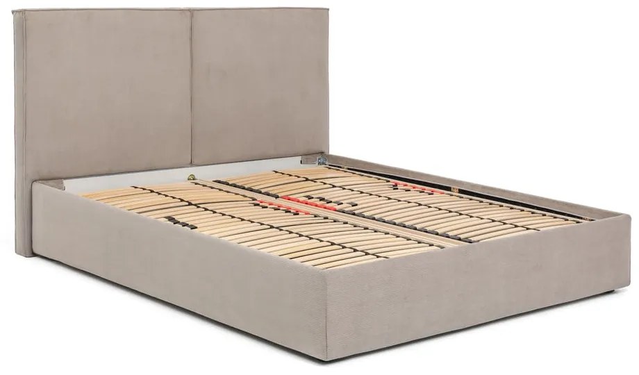 Szarobrązowe tapicerowane łóżko dwuosobowe ze schowkiem i stelażem 160x200 cm Thessa Bold – Bonami Selection