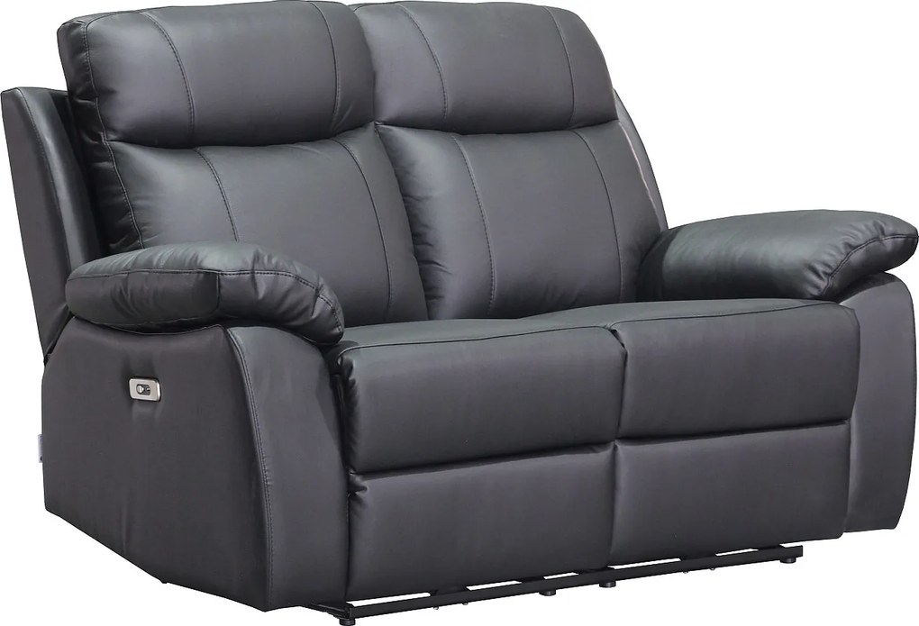 Kanapa 2-osobowa z elektryczną funkcją relaks ze skóry w kolorze czarnym VIPINO