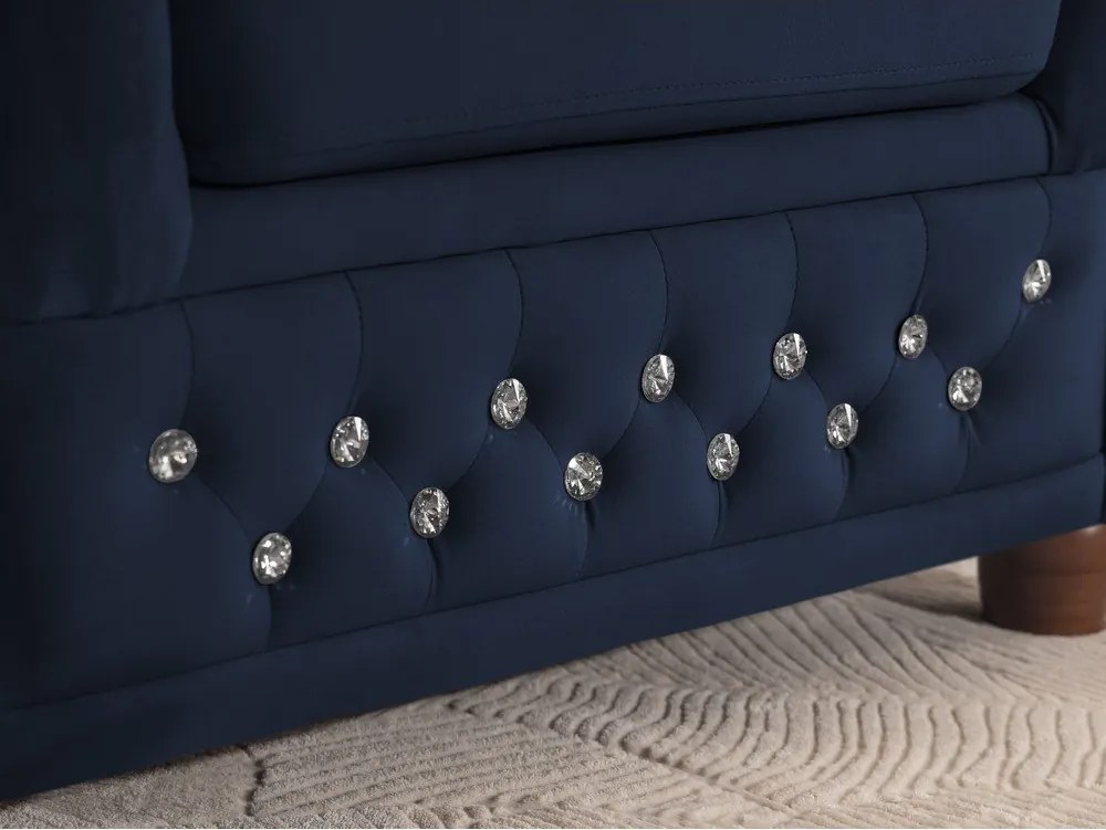 Niebieski aksamitny rozkładany narożnik (lewostronny/w kształcie litery L) York Blik – Ropez