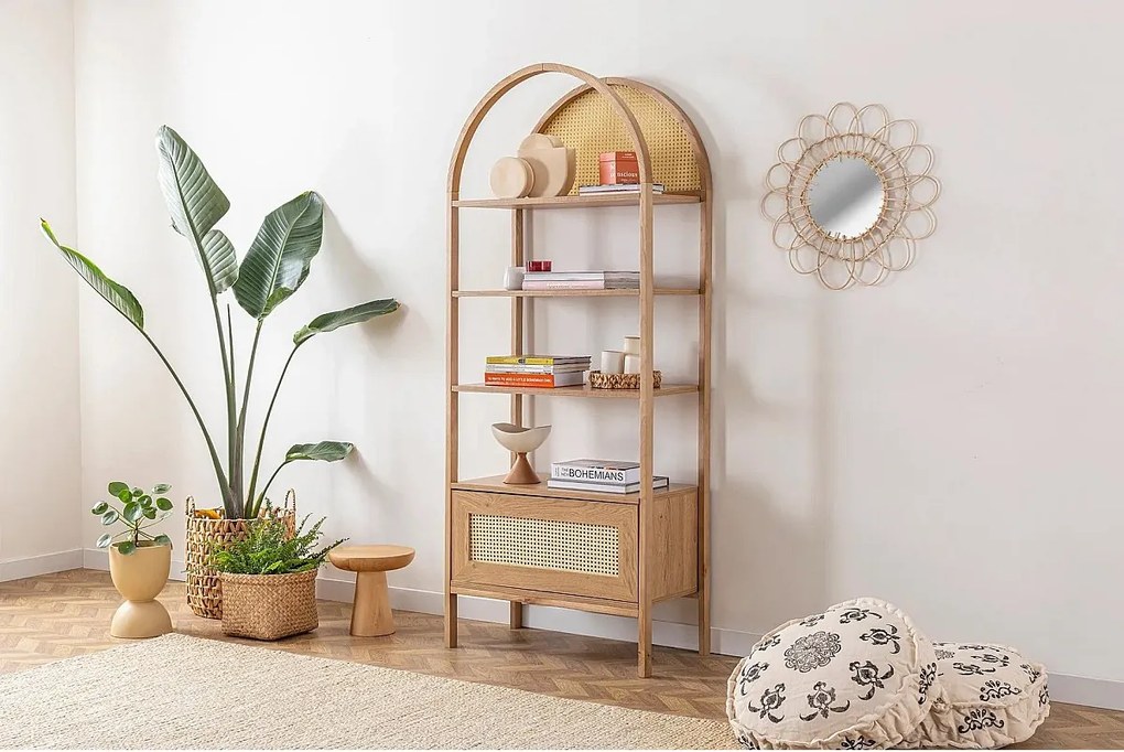 Półka – 75 cm szer. x 182,5 cm wys. x 40 cm gł. – Kolor naturalny – Płyta wiórowa i drewno