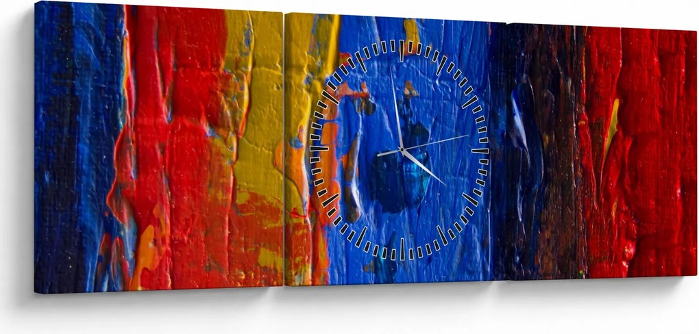 Obraz malarskich kolorów (z zegarem) (90x30 cm)